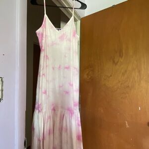 DKNY pink and white long dress